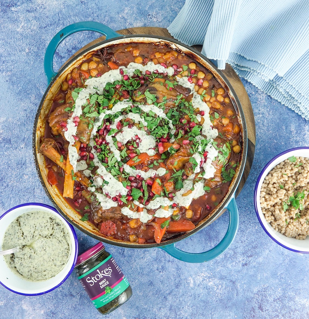 Lamb Shank Tagine w. Minted Yogurt & Lemon Dressing - Stokes Sauces