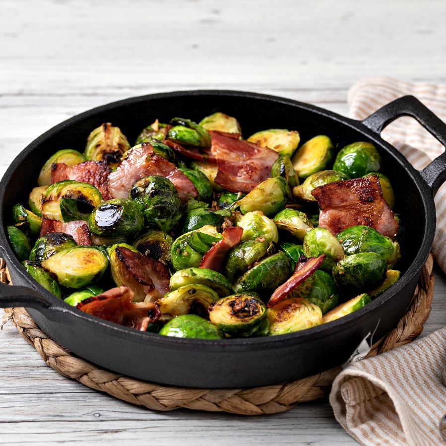 Air-Fry Sprouts & Bacon - Stokes Sauces